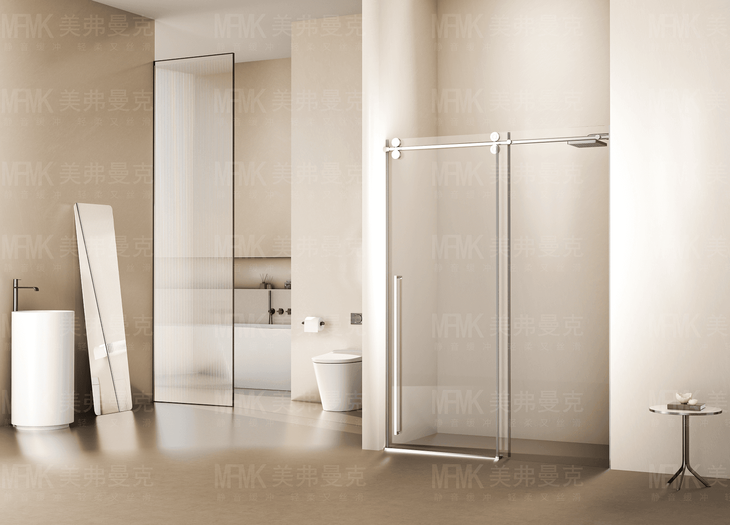 LY04 Series Stainless Steel Inline Sliding Shower Door | Frameless Tempered Glass Screen | LY04-Y11